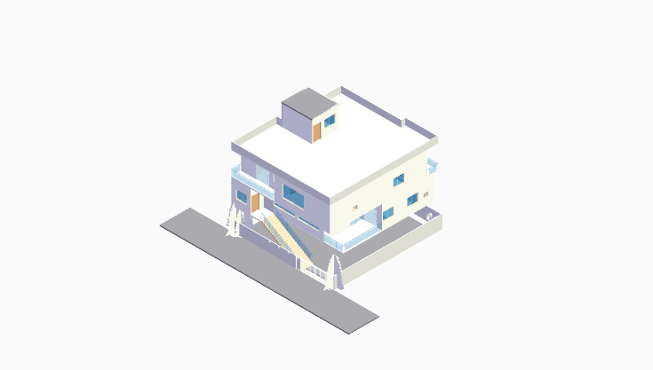 50x50 | South Facing 3D model rendering
