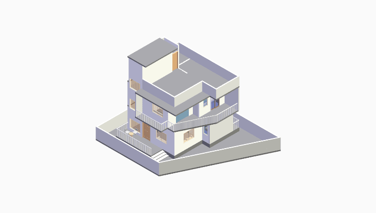 40x40 | South, West Facing 3D model rendering
