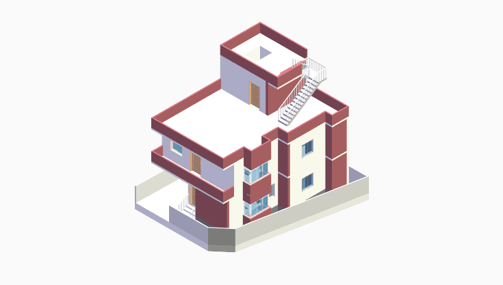 40x40 | East Facing 3D model rendering