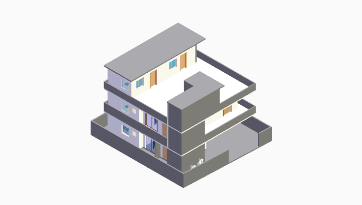 50x50 | East Facing 3D model rendering