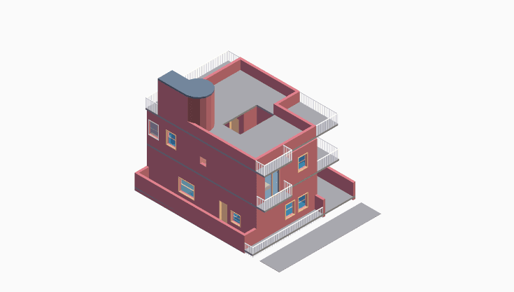 40x40 | East Facing 3D model rendering
