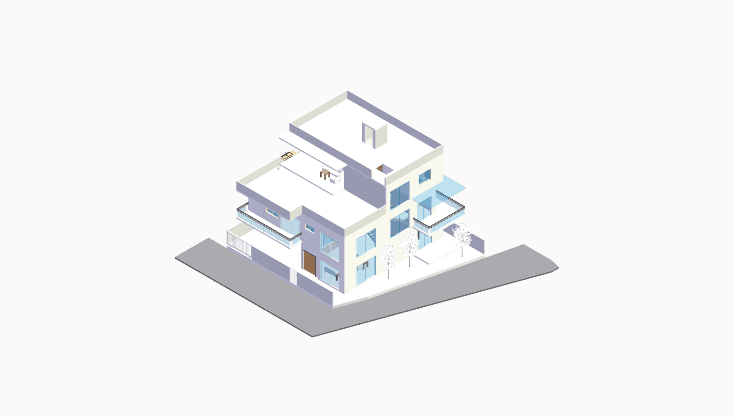 50x50 | North_east Facing 3D model rendering